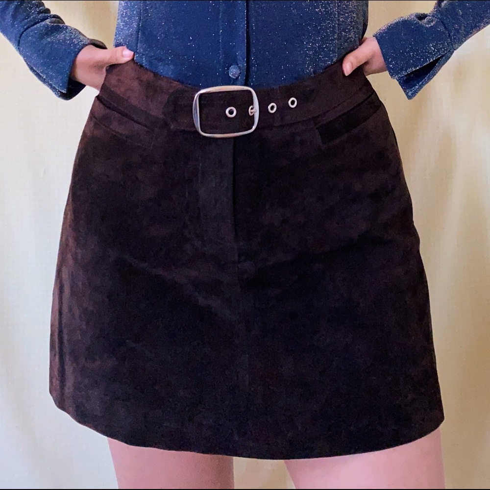 SOLD // Vintage 90s does 60s/70s Suede Mini Skirt